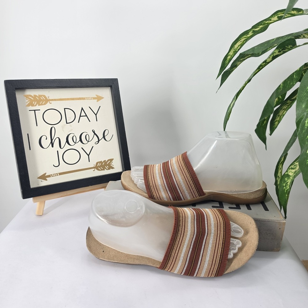 G.H. Bass Trinidad Boho Hippie Striped Slid On Sandals Comfort Casual Y2K Sz 7 M